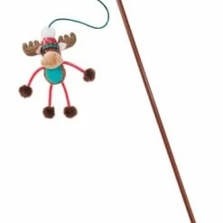 Petco Holiday Tails Moose Soft Plush Teaser Wand With Catnip
