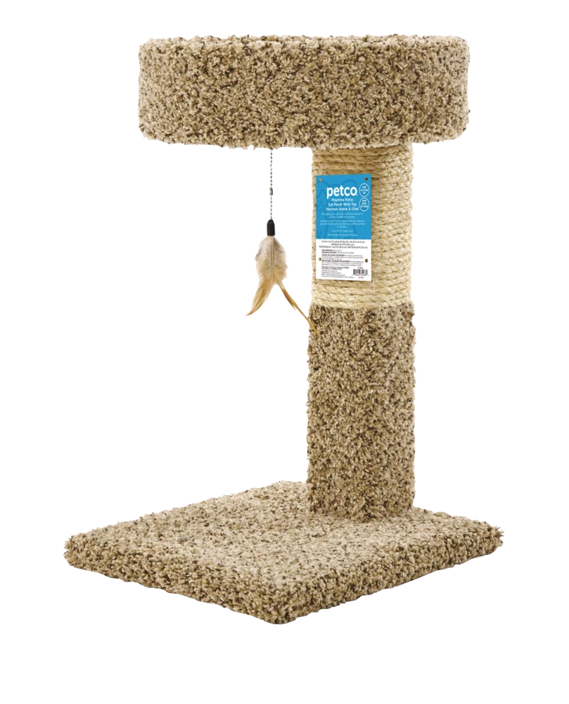 Petco Durable Carpet And Sisal Cat Perch And Post With Teaser Toy, 24-in 5 Petco Durable Carpet And Sisal Cat Perch And Post With Teaser Toy, 24-in - Image 3