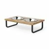 Petco Elevated Wood Double Diner With Stainless Steel Bowls, 1.25-cup