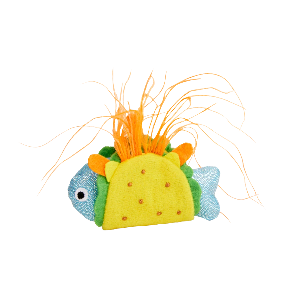 Petco Feathered Fish Taco Cat Toy With Catnip, Assorted Colours 3 Petco Feathered Fish Taco Cat Toy With Catnip, Assorted Colours