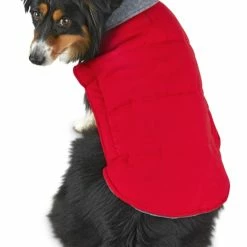 Petco Flannel Puffer Winter Dog Coat Jacket, Washable, Assorted Sizes, Red