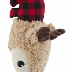 Petco Holiday Deer Soft Plush Dog Toy With Sealed Bottle Cruncher, 9-in