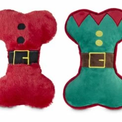 Petco Holiday Dog Elf And Santa Bone Squeaky Dog Toy, Assorted Styles, 9-in