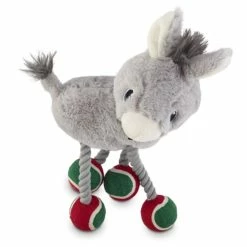 Petco Holiday Donkey Tennis Ball Legs Soft Plush Squeaky Dog Toy, 12-in