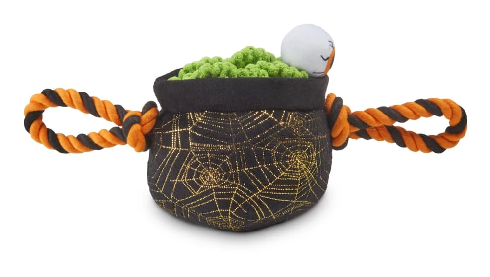 Petco Halloween Squeak Plush Rope Cauldron Dog Toy, 9-in 3 Petco Halloween Squeak Plush Rope Cauldron Dog Toy, 9-in