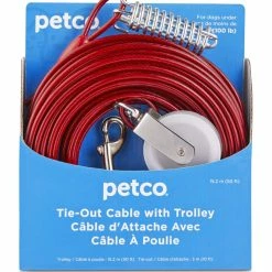 Petco Zipline Dog Tie Out Cable With Trolley, 50-ft, Large, Red -PETCO Discount Store petco large canine zipline dog tie out cable with trolley 52504a19 1ae4 4286 93a8 22aa9600d011