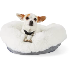 Petco EveryYay Snooze Fest Calming Faux Fur Dog Bed, 18-in X 18-in, Grey/Cream -PETCO Discount Store petco lavender scented calming dog bed x small fdcb861e faa8 4521 9cbc c5b8207c30a6