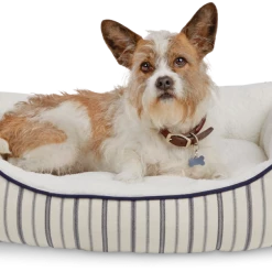 Petco Blue Nautical Striped Nester Faux Fur Dog Bed, Washable, 32-in X 24-in, White/Blue -PETCO Discount Store petco nautical striped nester dog bed blue 32 l x 24 w 48eb89fc 6d56 4431 9a90 b521fcde5f98