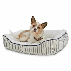 Petco Blue Nautical Striped Nester Faux Fur Dog Bed, Washable, 32-in X 24-in, White/Blue -PETCO Discount Store petco nautical striped nester dog bed blue 32 l x 24 w 78cc20f0 90e7 41d0 9646 2cd3ac7a294c