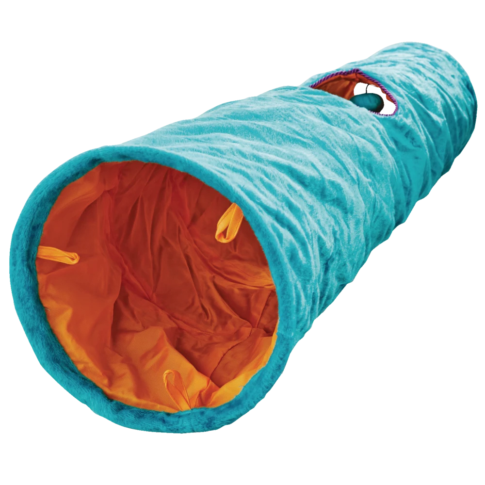 Petco Soft Plush Crinkle Cat Tunnel, 36-in X 10-in, Blue 4 Petco Soft Plush Crinkle Cat Tunnel, 36-in X 10-in, Blue - Image 2