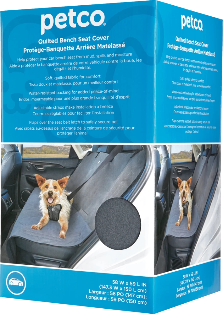 Petco Quilted Bench Pet Car Seat Cover, 58-in X 59-in, Grey 3 Petco Quilted Bench Pet Car Seat Cover, 58-in X 59-in, Grey