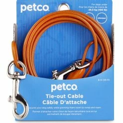 Petco Free-To-Flex Reflective Dog Tie Out Cable, 20-ft, Large, Orange -PETCO Discount Store petco reflective large free to flex dog tie out cable 20 l 913d6ded ac82 4de9 b43b 00587abd7795