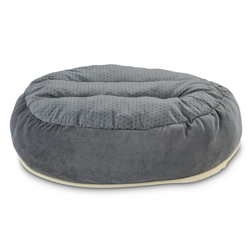 Petco Animaze Round Bolster Dog Bed, Washable, 20-in, Cream/Grey 4 Petco Animaze Round Bolster Dog Bed, Washable, 20-in, Cream/Grey - Image 2