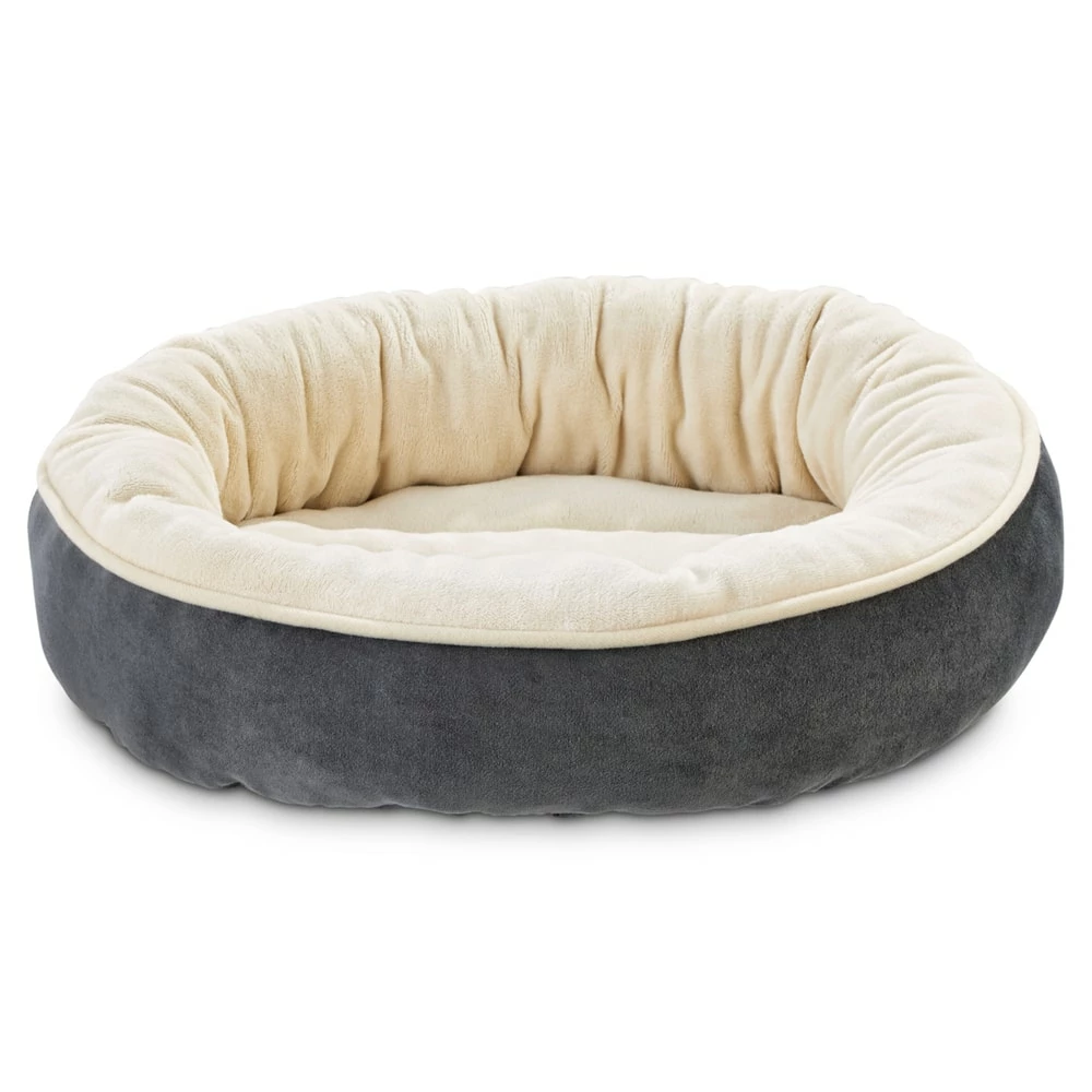 Petco Animaze Round Bolster Dog Bed, Washable, 20-in, Cream/Grey 3 Petco Animaze Round Bolster Dog Bed, Washable, 20-in, Cream/Grey