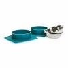 Petco Silicone Double Diner With Stainless Steel 2 Cup Bowls, Teal -PETCO Discount Store petco teal silicone dd w ss dog bowls 2 cups 0eb3b4ea eab6 4ad5 a8bf b184acab619e